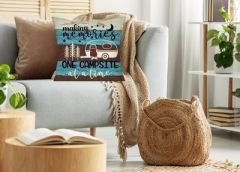 Kırlent Minder Yastık Kılıfı Yıkanabilir Ev Karavan Kamp Memories