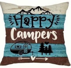Kırlent Minder Yastık Kılıfı Yıkanabilir Ev Karavan Kamp Happy