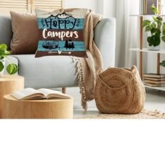 Kırlent Minder Yastık Kılıfı Yıkanabilir Ev Karavan Kamp Happy