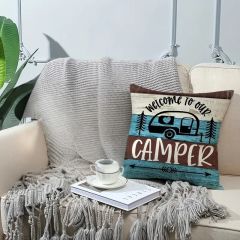 Kırlent Minder Yastık Kılıfı Yıkanabilir Ev Karavan Kamp Welcome