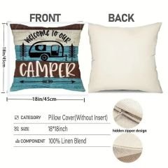 Kırlent Minder Yastık Kılıfı Yıkanabilir Ev Karavan Kamp Welcome