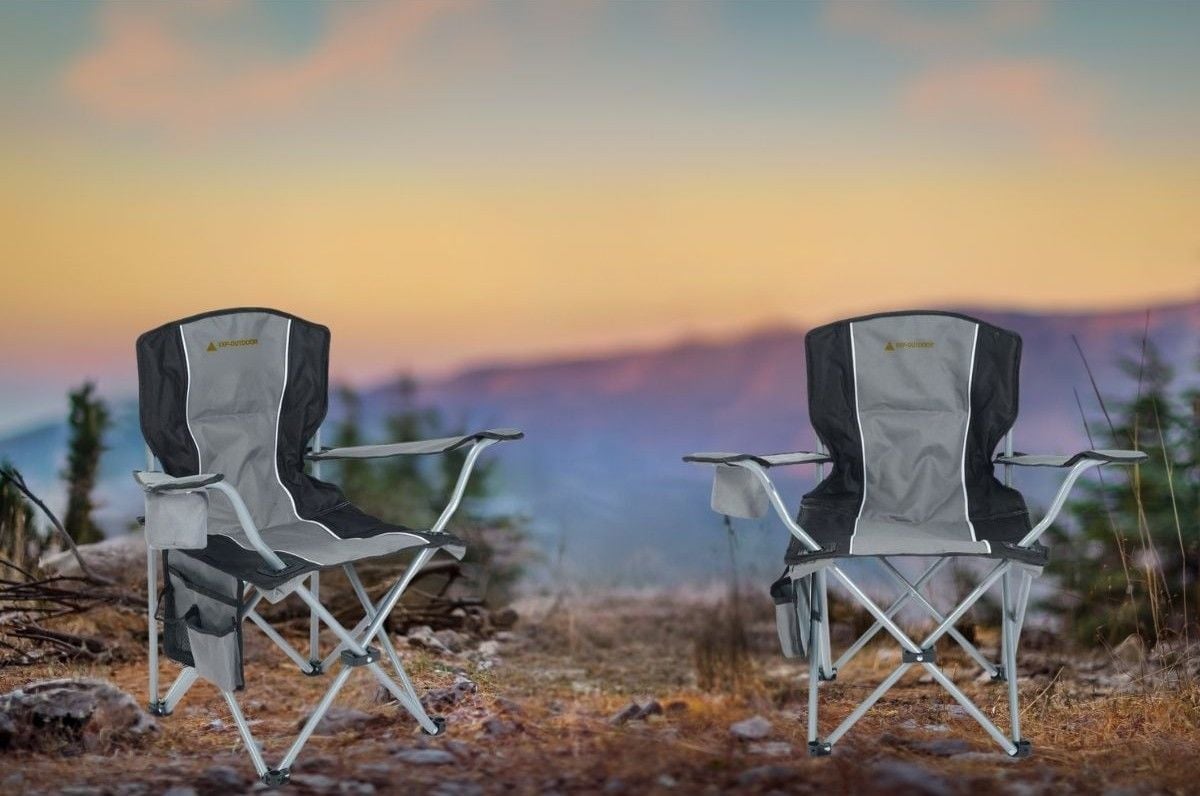 İkili Katlanabilir Lüks Kamp Sandalyesi  Dayanıklı Kamp Piknik Bahçe Balkon Outdoor  (İkili)