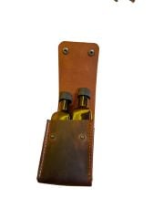 Cam Şişe Seti (2'li) Deri Kılıflı Yağdanlık Kamp Piknik Mangal