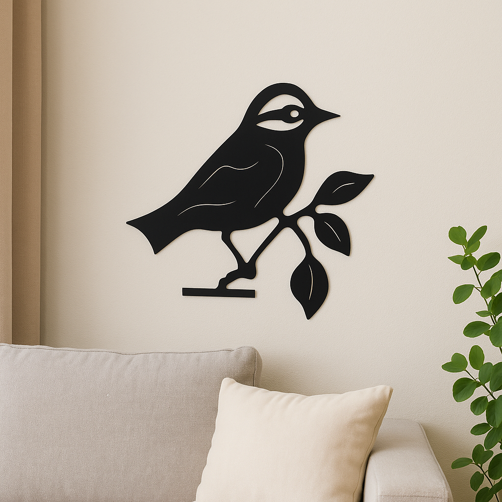 Metal Duvar Süsü Kuş Doğa  - Shadowline Serisi