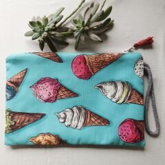 Renkli Desenli Kadın Kumaş Clutch Çanta