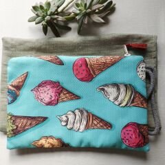 Renkli Desenli Kadın Kumaş Clutch Çanta