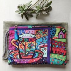 Renkli Desenli Kumaş Kadın Clutch Çanta