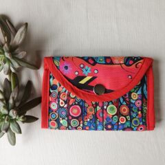 Renkli Desenli El Yapımı Kumaş Cüzdan