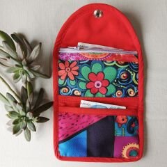 Renkli Desenli El Yapımı Kumaş Cüzdan