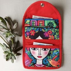 Renkli Desenli El Yapımı Kumaş Cüzdan