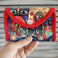 Renkli Desenli El Yapımı Kumaş Cüzdan