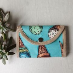 Dondurmalar Renkli Desenli El Yapımı Kumaş Cüzdan