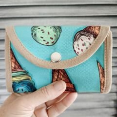 Dondurmalar Renkli Desenli El Yapımı Kumaş Cüzdan
